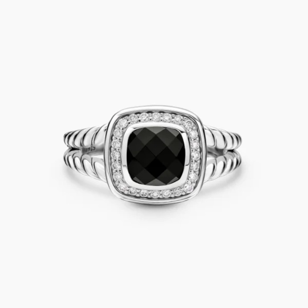 David Yurman PETITE ALBION® RING
 with Black Onyx  Diamonds 7mm size 7